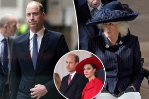 Prince William split with Queen Camilla with an inset of William and Kate Middleton.