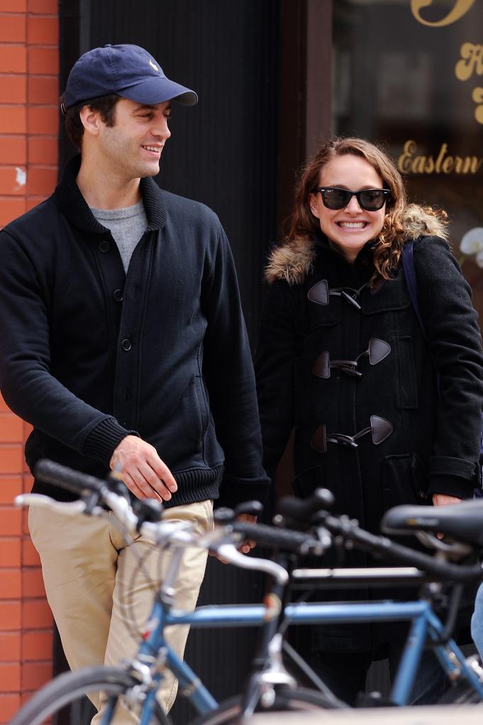 Natalie Portman and Benjamin Millepied smiling.