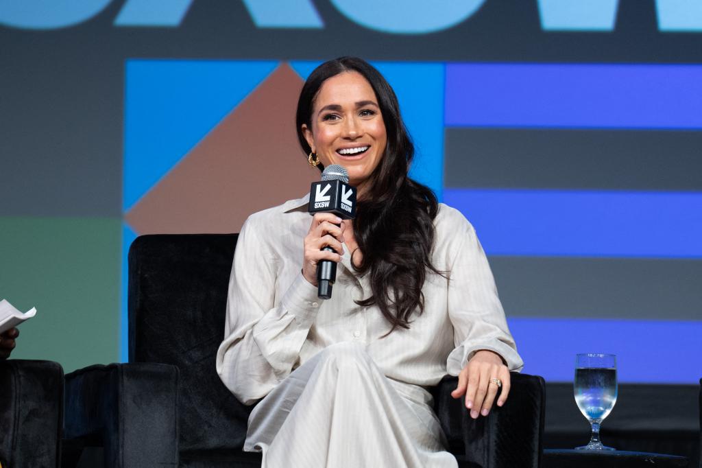 Britain's Meghan, Duchess of Sussex, attends the "Keynote: Breaking Barriers, Shaping Narratives: How Women Lead On and Off the Screen," during the SXSW 2024 Conference and Festivals at the Austin Convention Center on March 8, 2024, in Austin, Texas.