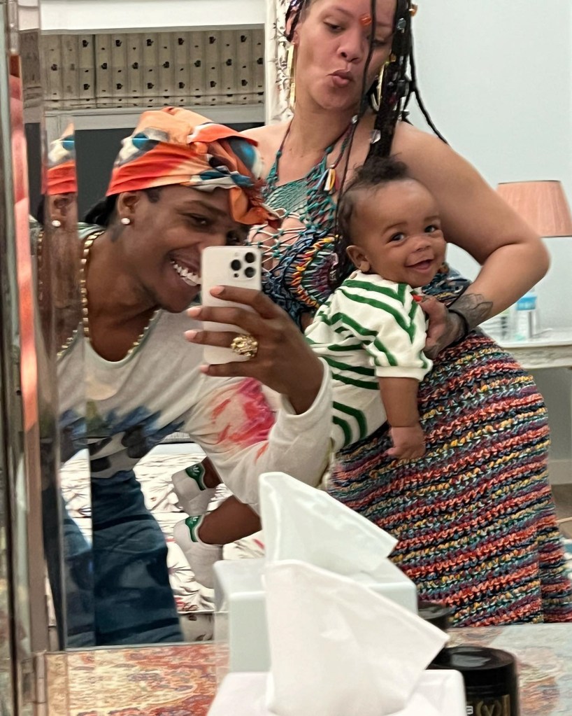 Rihanna and A$AP Rocky' with their son. 
