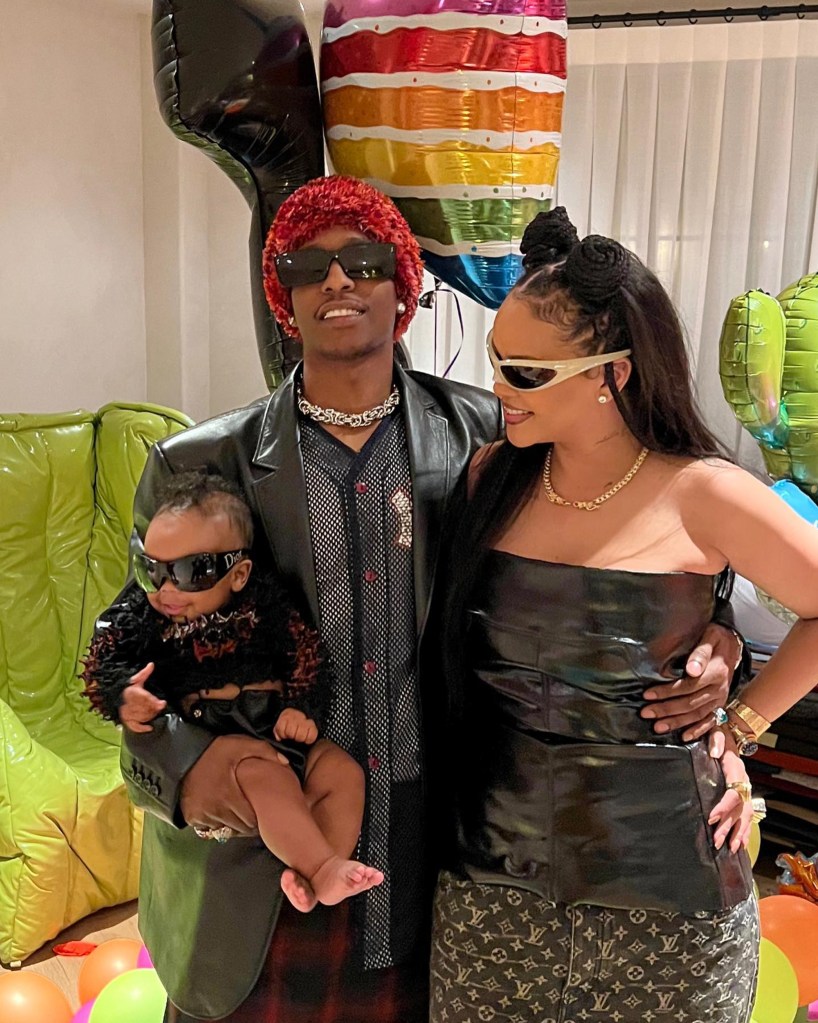 Rihanna and A$AP Rocky' with their son. 