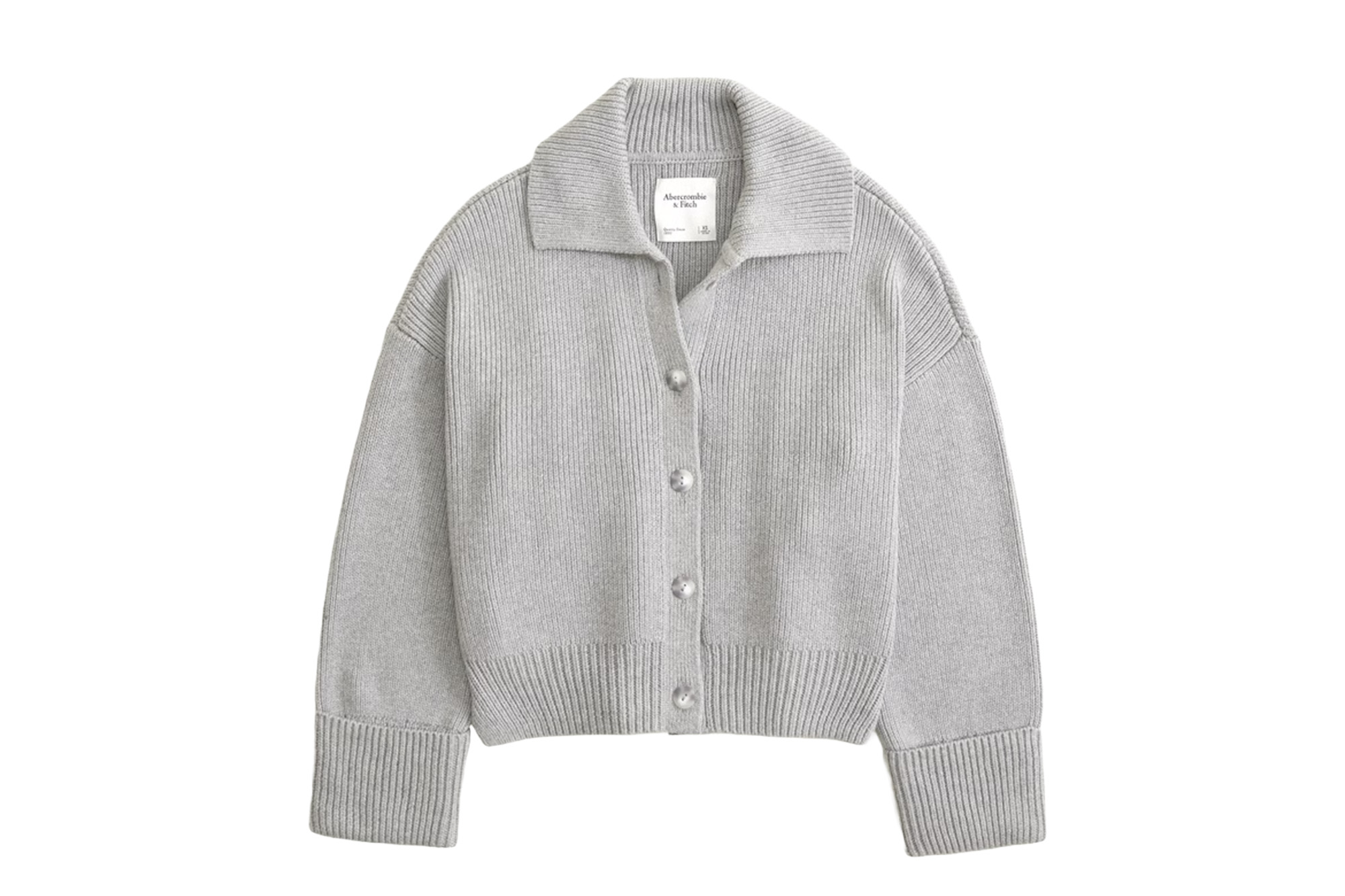 A gray collared cardigan